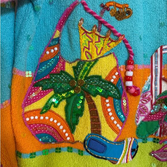 Design Options by Philip and Jane Gordon Small Beach Sweater W Beads & Sequins - Picture 4 of 15